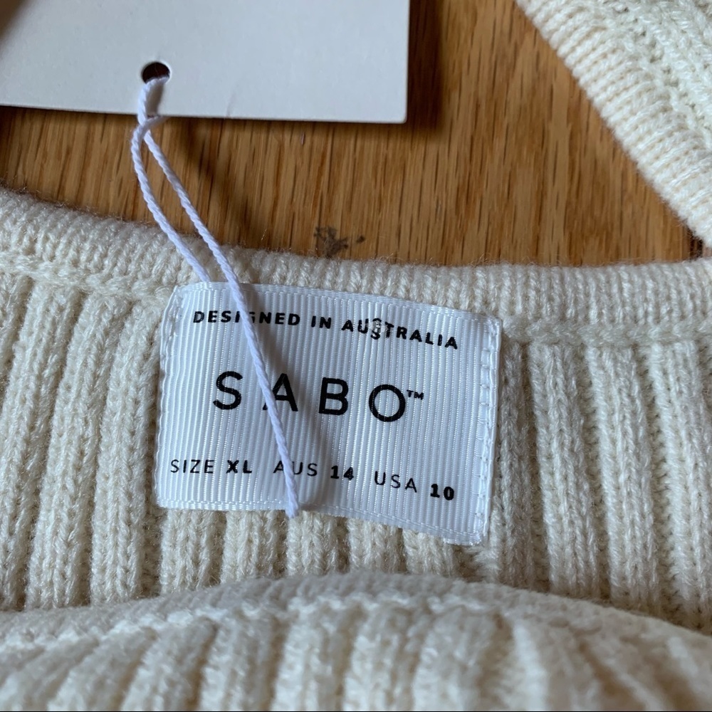 NEW Sabo Skirt Nikkou Knit Crop Tank Top Neutral Cream Neck Acrylic Australia - Picture 8 of 12